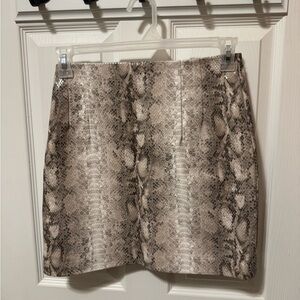 Dynamite Snake Print Mini Skirt in Brown and Cream
